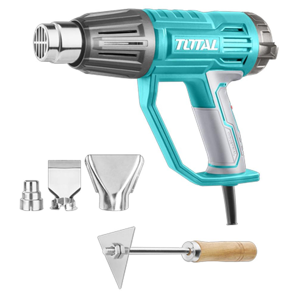 PISTOLA CALOR CON TEMPERATURA AJUSTABLE 1600W INCLUYE 3 BOQUILLAS Y 1 RASCADOR INDUSTRIAL TOTAL (UTB16056)