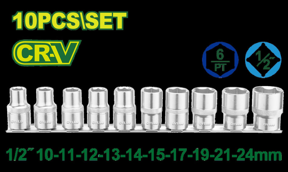 JUEGO DE COPAS 1/2" X 10 PZS  DYLLU (DTST2410)