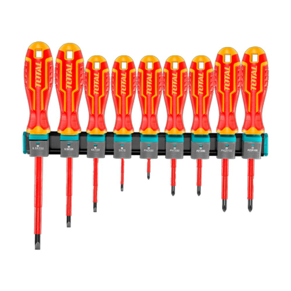 DESTORNILLADOR AISLADO 1000V INDUSTRIAL AMARILLO-ROJO JUEGO X 9 PZS INDUSTRIAL SUPER TOTAL (THTIS596)
