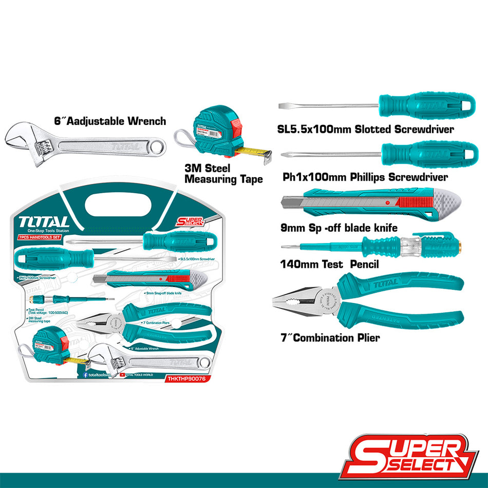 KIT DE HERRAMIENTAS 7PZS TOTAL SUPER SELECT (THKTHP90076)