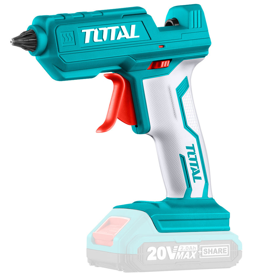 PISTOLA SILICONA INALAMBRICA 20V BATERIA Y CARGADOR NO INCLUIDO TOTAL (TGGLI2001)