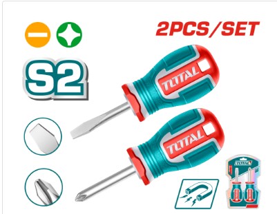 JUEGO DESTORNILLADORES X 2 PZS PUNTA IMANTADA (+)(-) 1/4 X 1 1/2" INDUSTRIAL SUPER TOTAL (TKSDS2226)