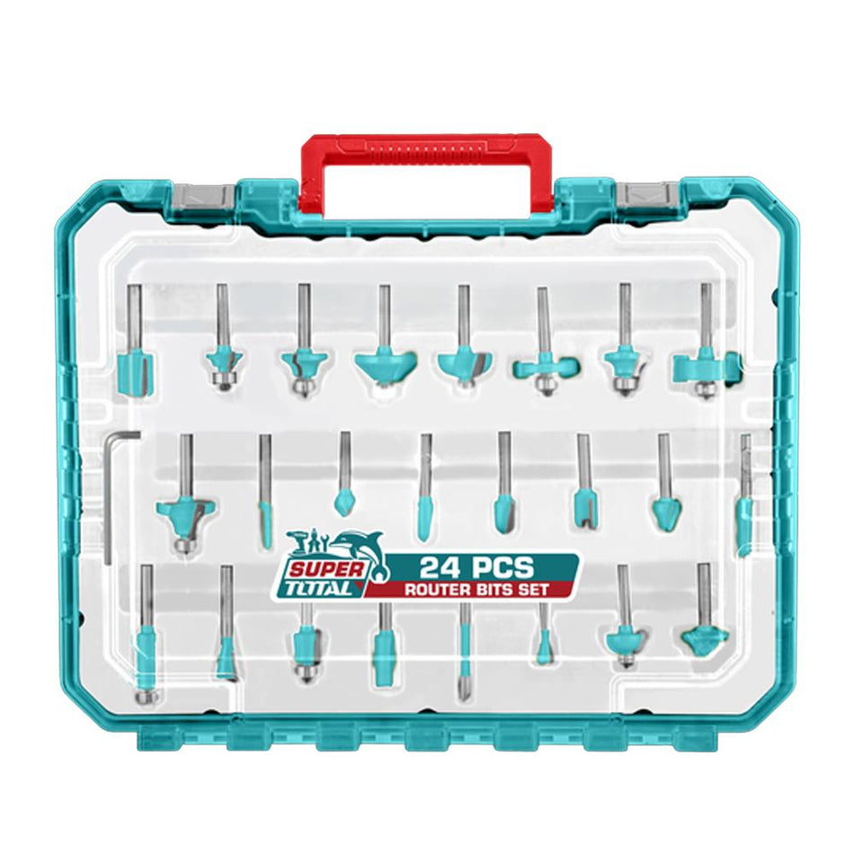 JUEGO DE 24 FRESAS PARA RUTEADORA 1/4"INDUSTRIAL TOTAL (TACSR1240104)