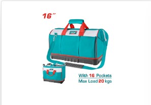 BOLSO DE HERRAMIENTAS 16 REFORZADO INDUSTRIAL CAPACIDAD MAXIMA 20KG SUPER TOTAL (THT16163)