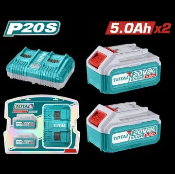 KIT DE 2 BATERIAS 5,0AH + CARGADOR DE 20V INDUSTRIAL SUPER TOTAL (UTFBCPK2425)