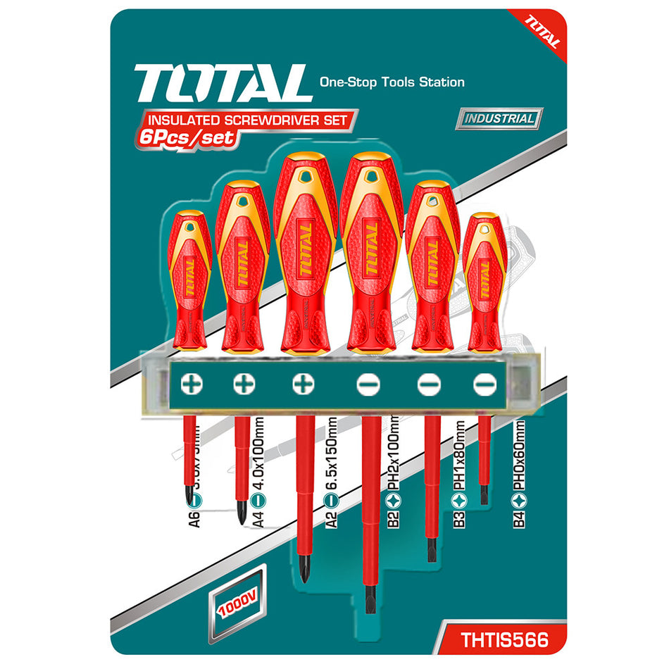 DESTORNILLADOR AISLADO 1000V INDUSTRIAL AMARILLO-ROJO JUEGO X 6 PZS TOTAL (THTIS566)