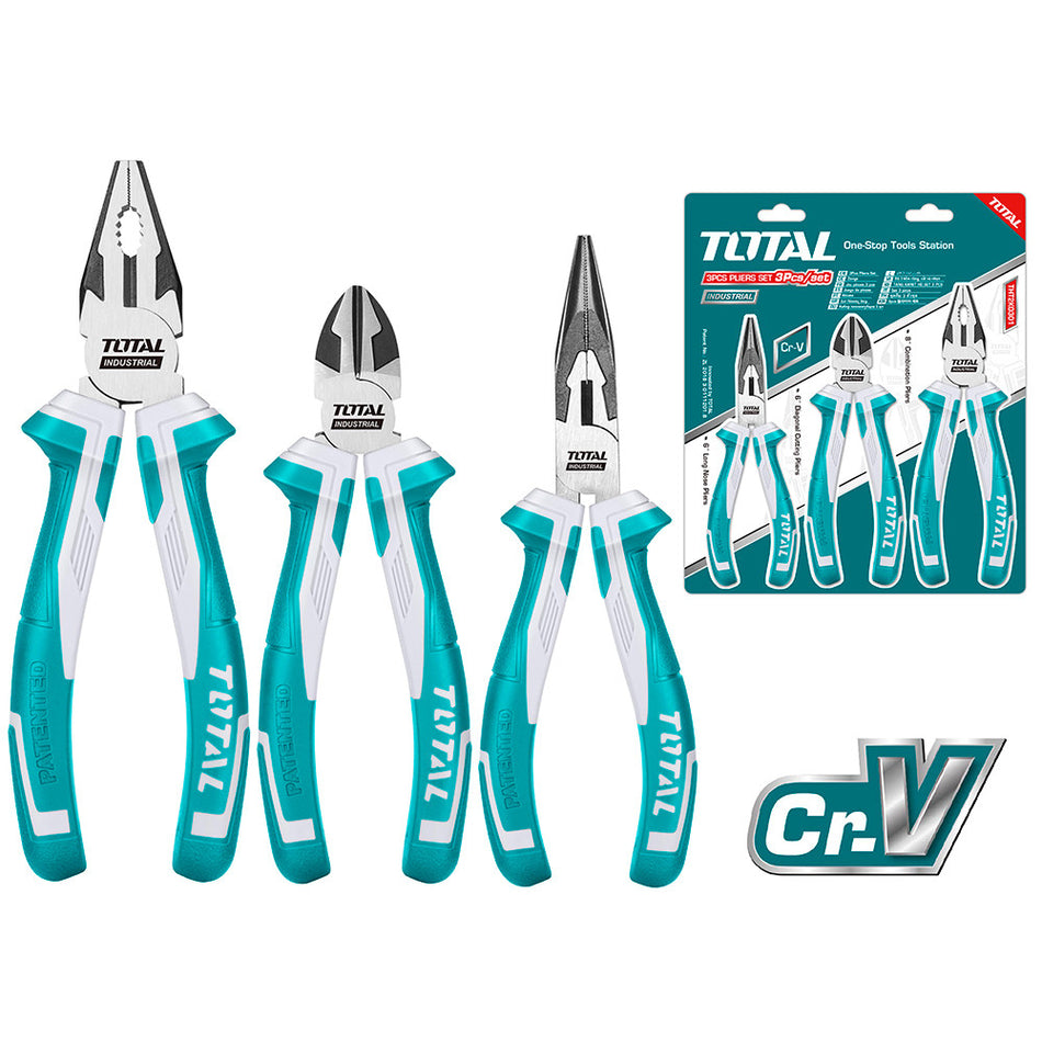 JUEGO DE ALICATES X 3 PZS INDUSTRIAL CROMO VANADIUM (PINZA 6CORTAFRIO 6ALICATE 8) TOTAL  (THT2K0301)