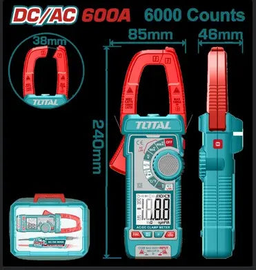 PINZA VOLTIAMPERIMETRICA DIGITAL 600A 6000 CONTEOS RMS INDUSTRIAL TOTAL (TMT766002)