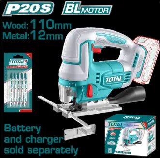 CALADORA INALAMBRICA 20V + 5 SIERRA SABLE BATERIA Y CARGADOR NO INCLUIDO INDUSTRIAL SUPER TOTAL (TJSLI1008)