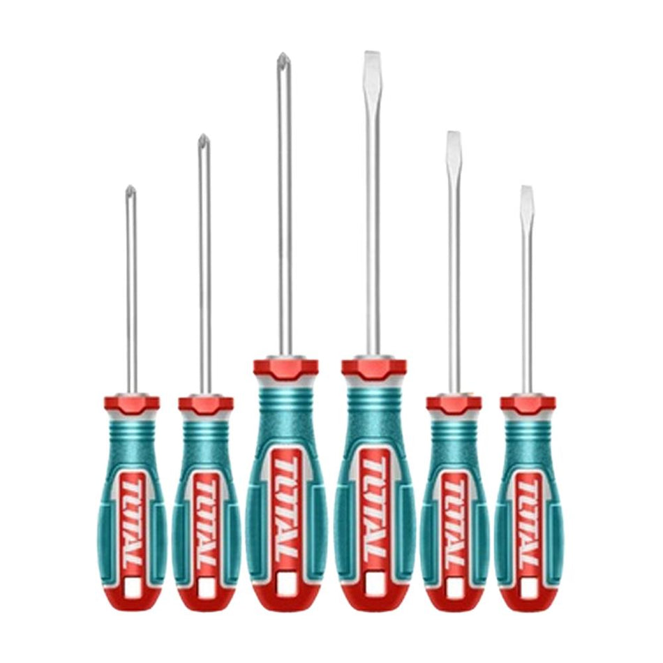 JUEGO DESTORNILLADORES X 6PZS (+)(-) + DESTORNILLADOR CON PUNTAS INTERCAMBIALES (20 PUNTAS) INDUSTRIAL SUPER TOTAL(TKSDS2726)