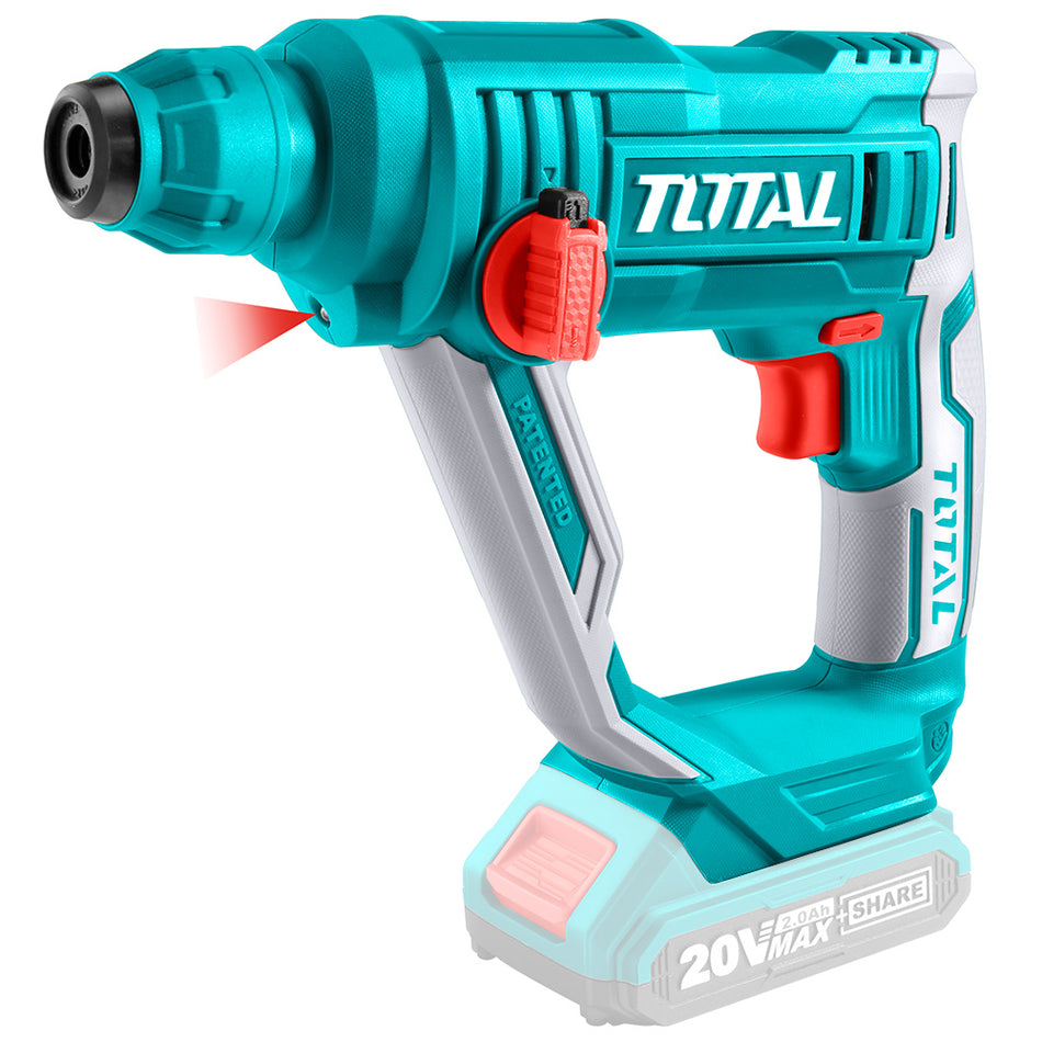 TALADRO INALAMBRICO ROTOMARTILLO SDS PLUS 5/8 BATERIA Y CARGADOR NO INCLUIDO TOTAL (TRHLI1601)