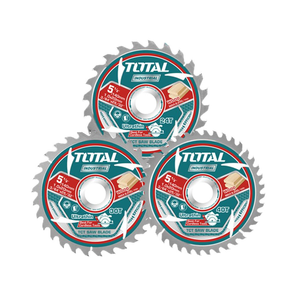 DISCO CORTE MADERA 5  1/2" JUEGO X 3 UNIDADES INDUSTRIAL  SUPER TOTAL (TAC236140)