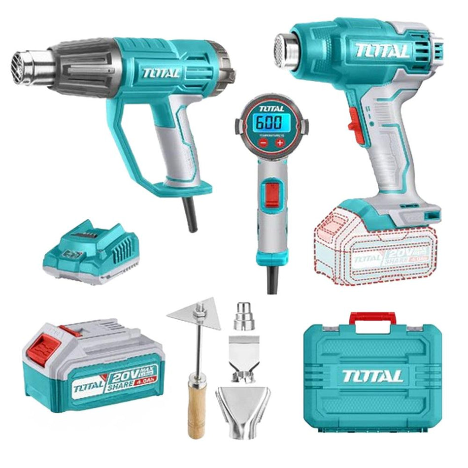 COMBO X 2 PISTOLA DE CALOR INCLUYE 4 ACEESORIOS, 1 BATERIA Y CARGADOR TOTAL (UTOSLI240201)