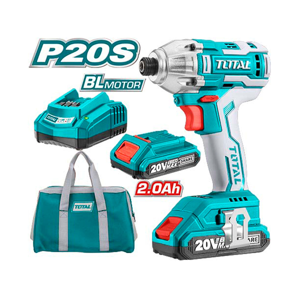 ATORNILLADOR DE IMPACTO INALAMBRICO 1/4" INDUSTRIAL 20V HEXAGONAL INCLUYE 2 BATERIAS 1 CARGADOR TOTAL (UTIRLI2002)