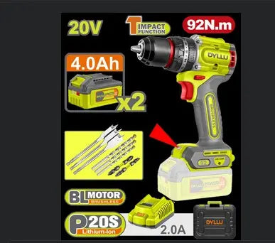 TALADRO INALAMBRICO PERCUTOR 1/2" 86NM 20V CAJA PLASTICA INCLUYE 2 BATERIA 2.0AH, 1 CARGADOR Y ACCESORIOS INDUSTRIAL SUPER TOTAL (UTIDLI208687)