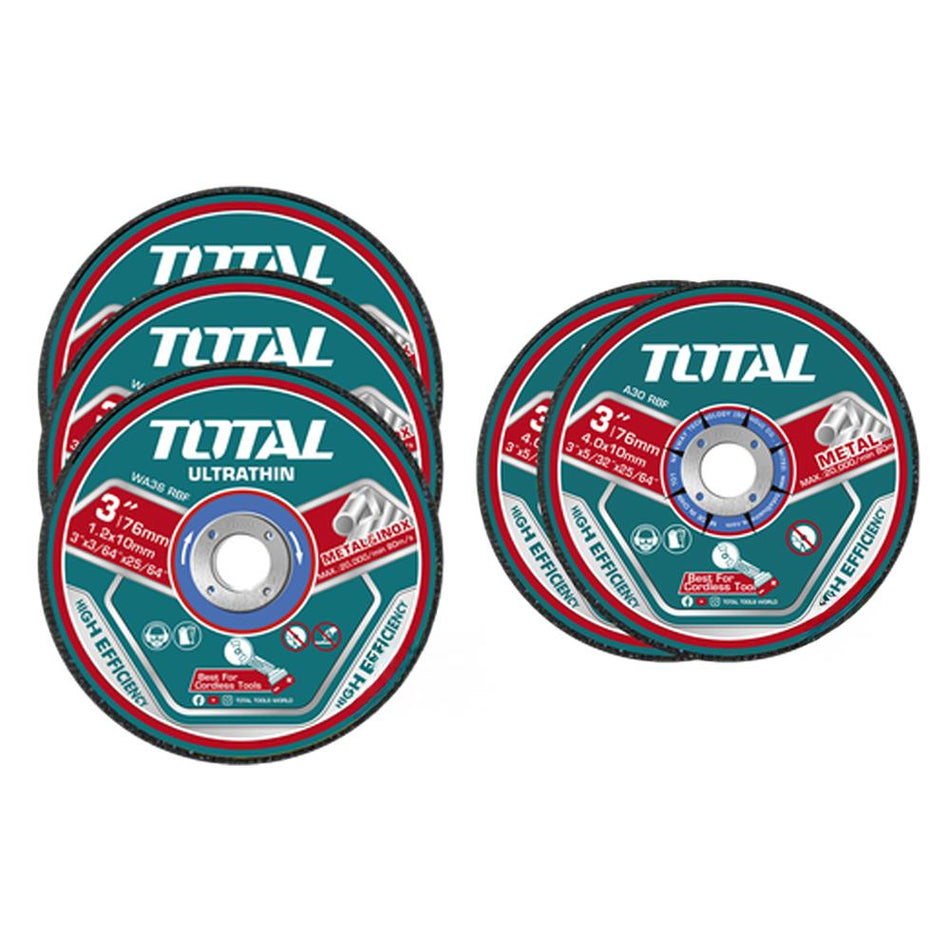 JUEGO DE DISCOS DE CORTE 3 " X 5 PZS SUPER TOTAL (TAC303768)