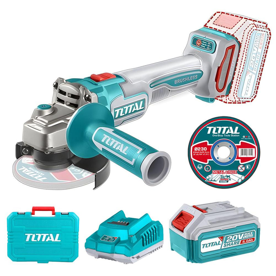 PULIDORA INALAMBRICA 20V INCLUYE 10 DISCOS PARA CORTE DE METAL 1 BATERIA Y CARGADOR INDUSTRIAL TOTAL (UTAGLI211541)