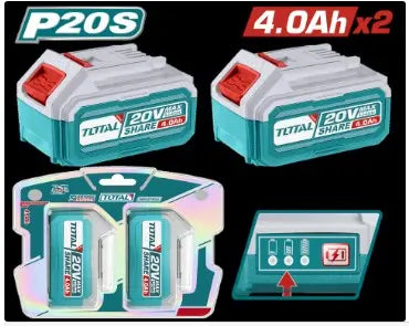 KIT DE BATERIA X2 PZS 20V 4,0AH INDUSTRIAL ION LITHIUM INDUSTRIAL SUPER TOTAL (TOSLI240312)