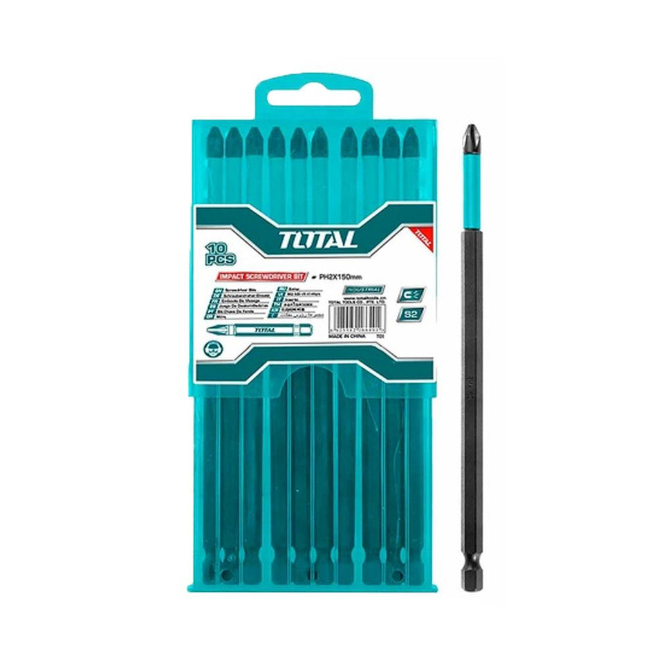 PUNTAS TALADRO INMANTADAS PARA DESTORNILLADOR DE IMPACTO (+) X 10 PZS INDUSTRIAL TOTAL (TACIM16PH263)