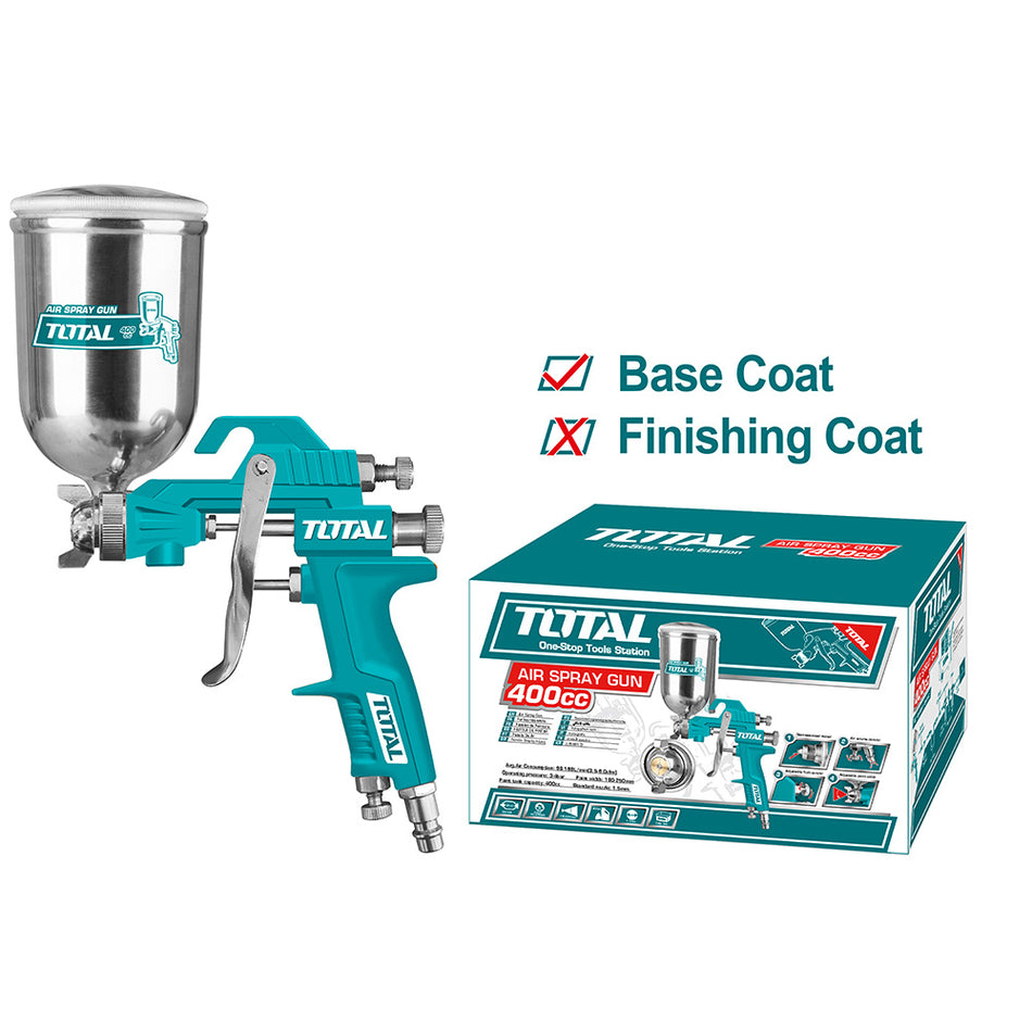 AEROGRAFO 400CC VASO ALUMINIO BAJA PRESION TOTAL (TAT10402)