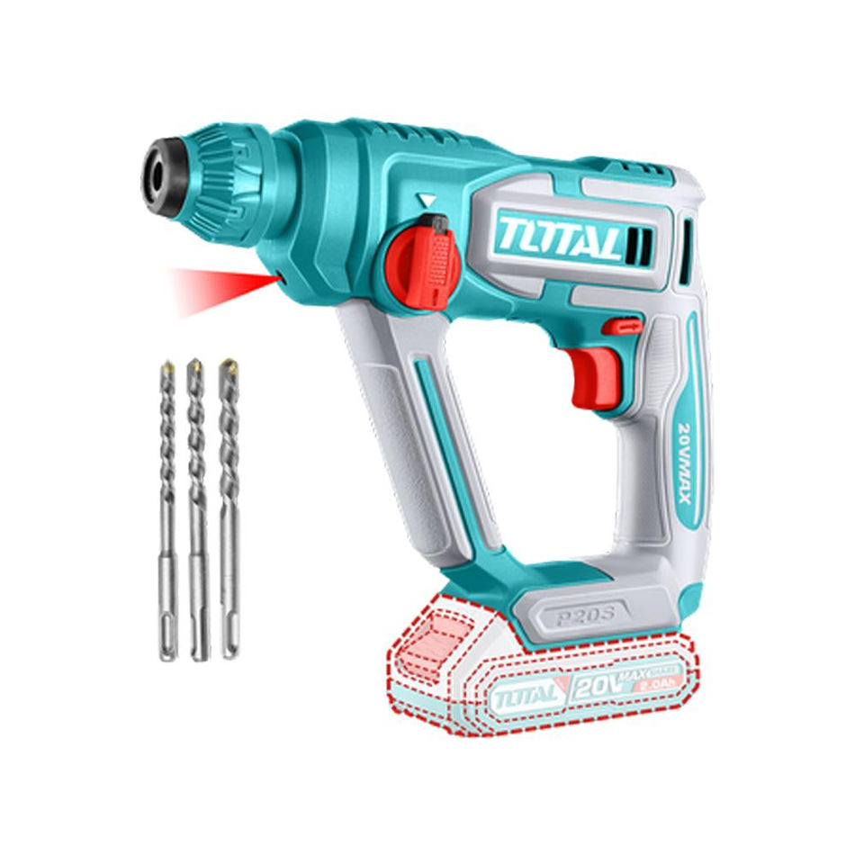 TALADRO INALAMBRICO ROTOMARTILLO SDS PLUS 5/8 BATERIA Y CARGADOR NO INCLUIDO SUPER TOTAL (TRHLI20168)